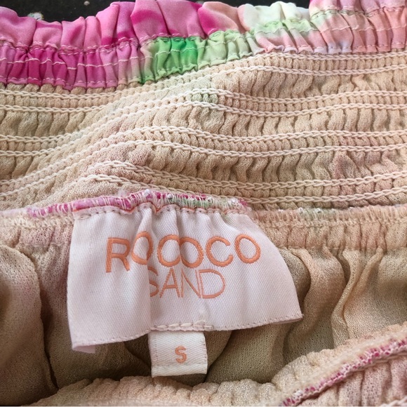 ROCOCO SAND Alora Mini Dress Multi Pink Floral Chiffon Off Shoulder - Picture 10 of 10